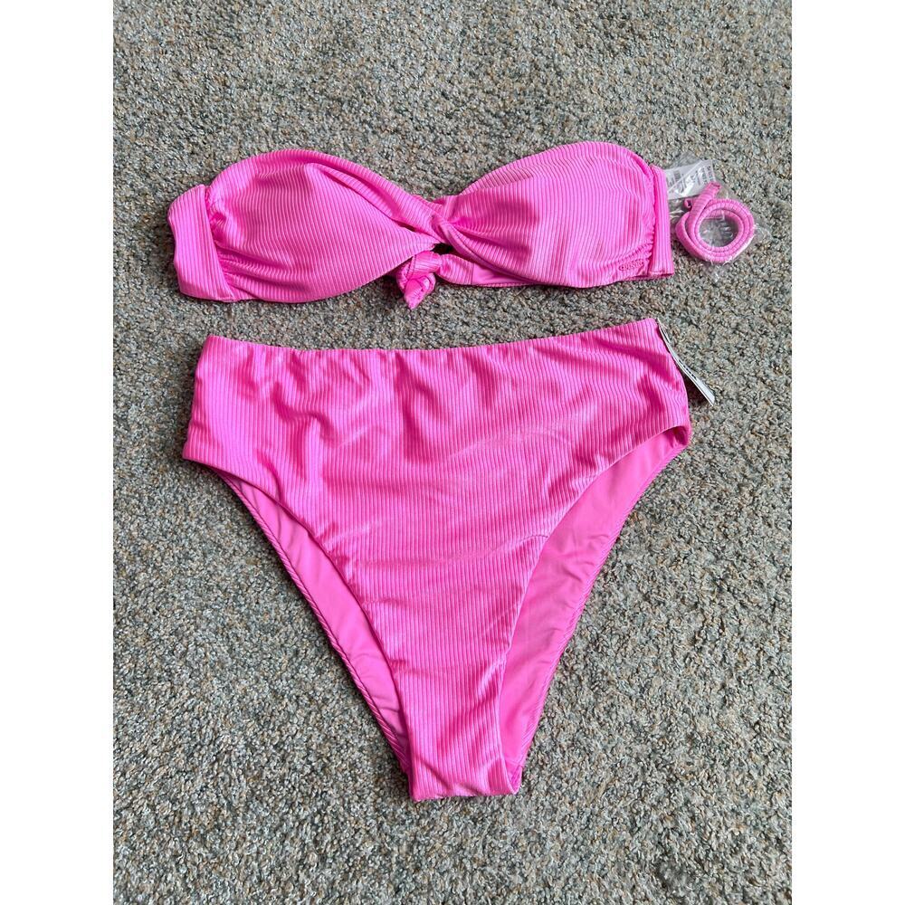 PINK Victoria's Secret Twist Top High Waist Bikini Set Women's L/XL Swim NEW